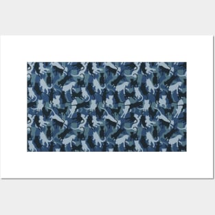 Cats Navy Camouflage Posters and Art